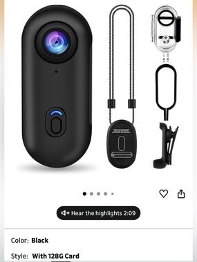 Amazon Black Mini HD Action Camera with Accessories